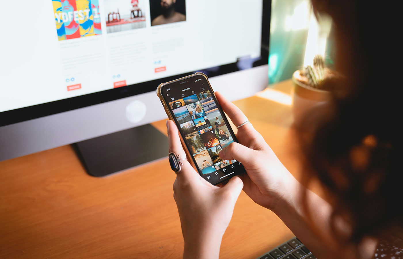 Creative team reviewing print and digital advertising layouts