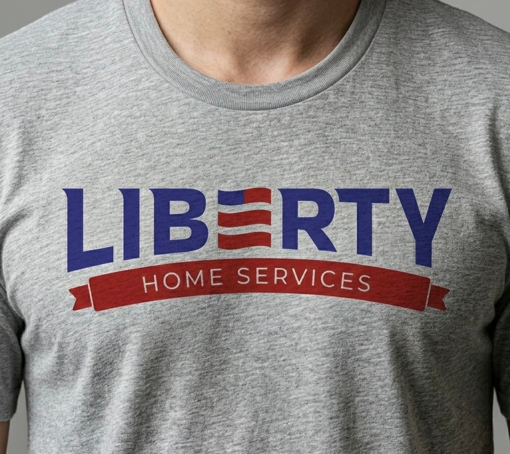 Liberty Home Services branded application mockup for the home repair identity