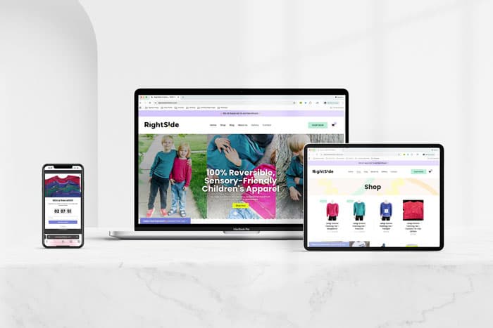 RightSide Children's Apparel ecommerce website redesign and development project