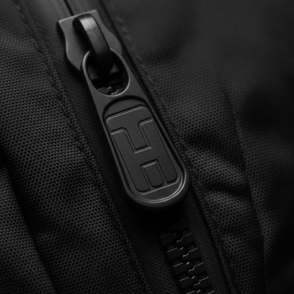 Throughike zipper branding detail