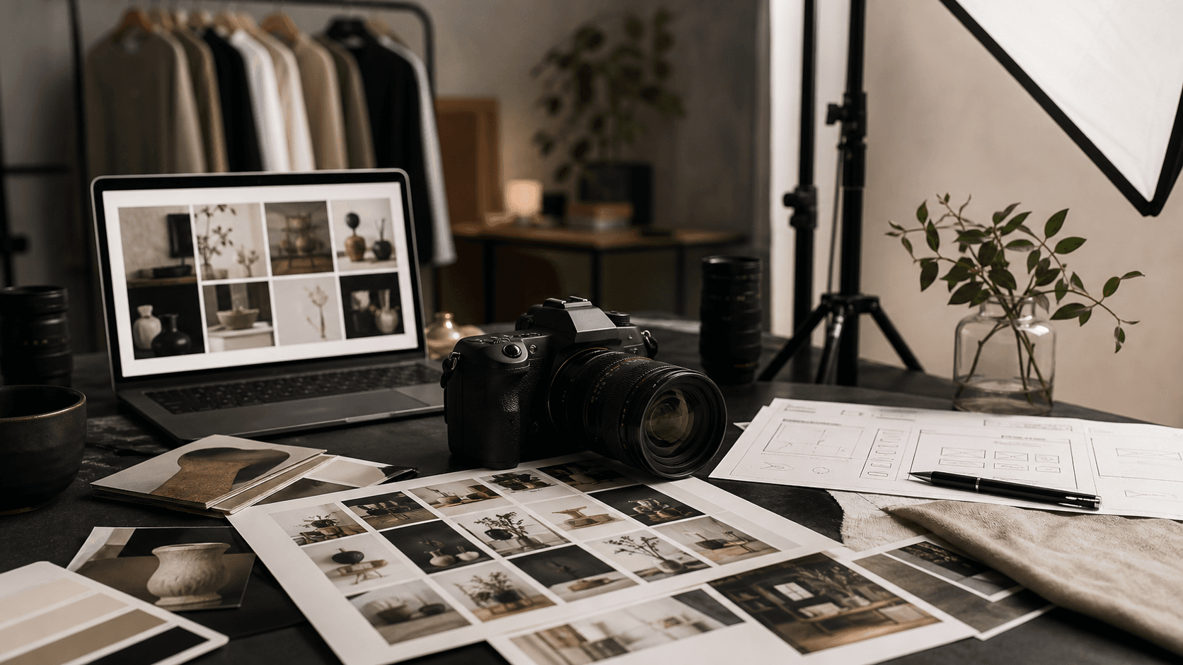 Creative production setup for a local business brand shoot