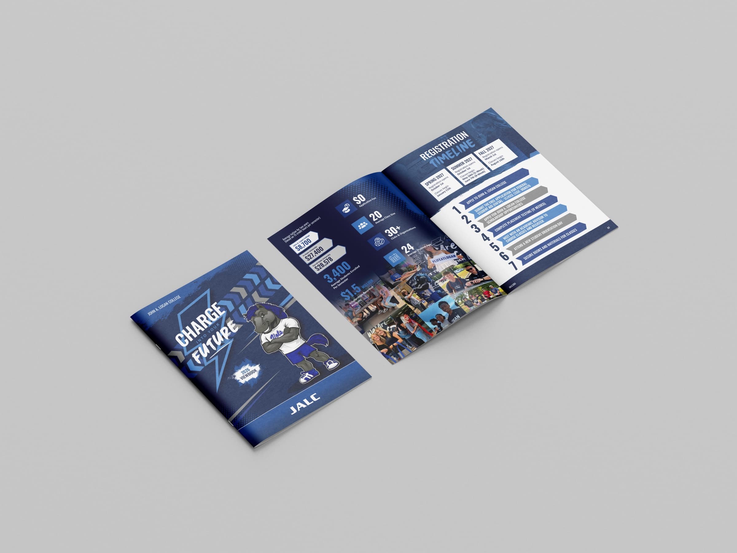 John A. Logan College student viewbook cover and interior spread