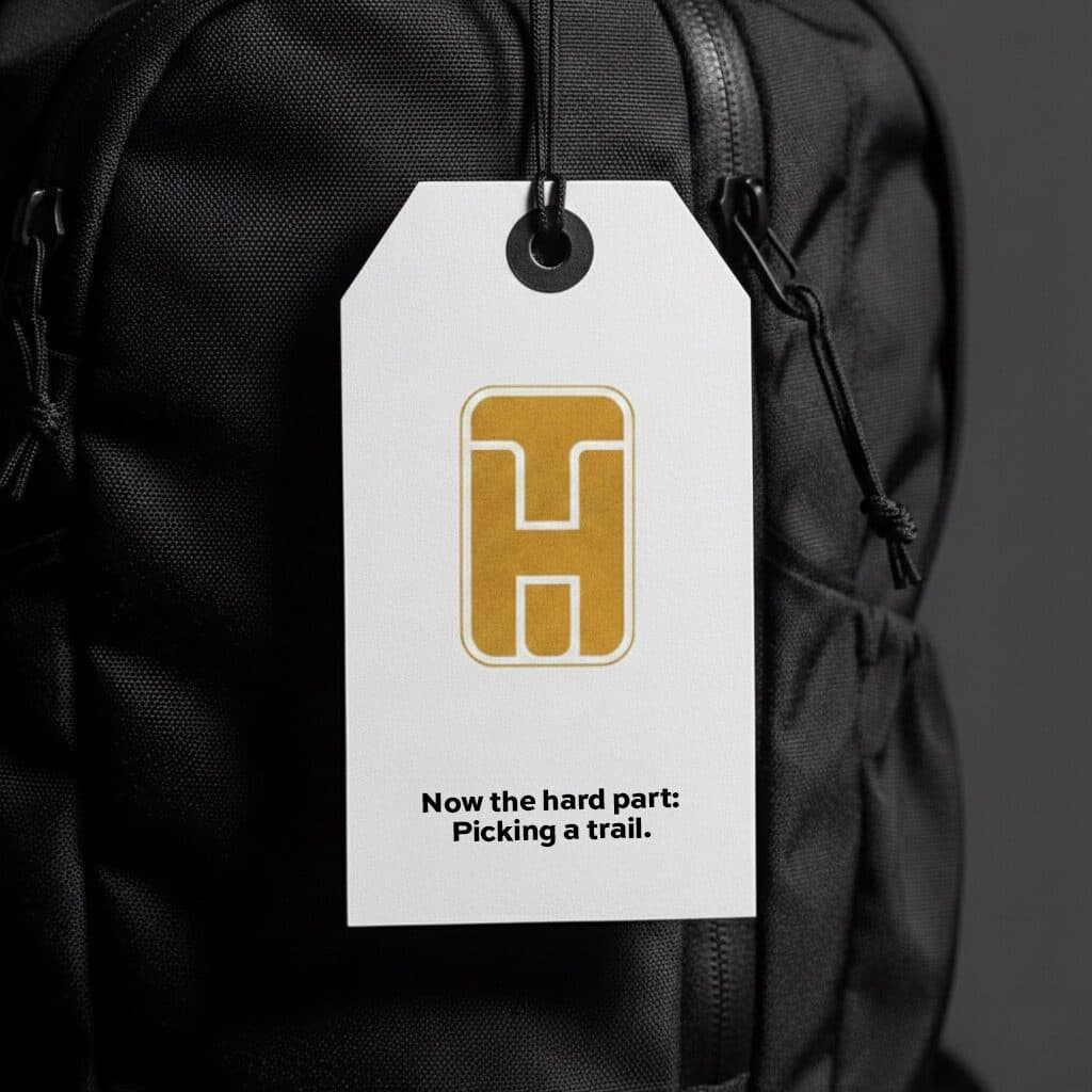 Throughike hang tag on a backpack illustrating publishing & editorial for Cape Girardeau, Missouri