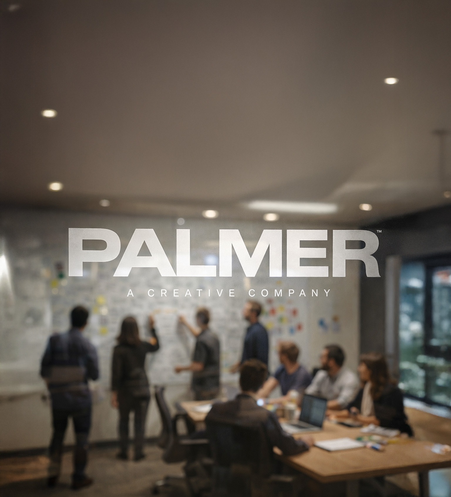 Palmer Creative Co. Marion IL advertising agency office glass signage