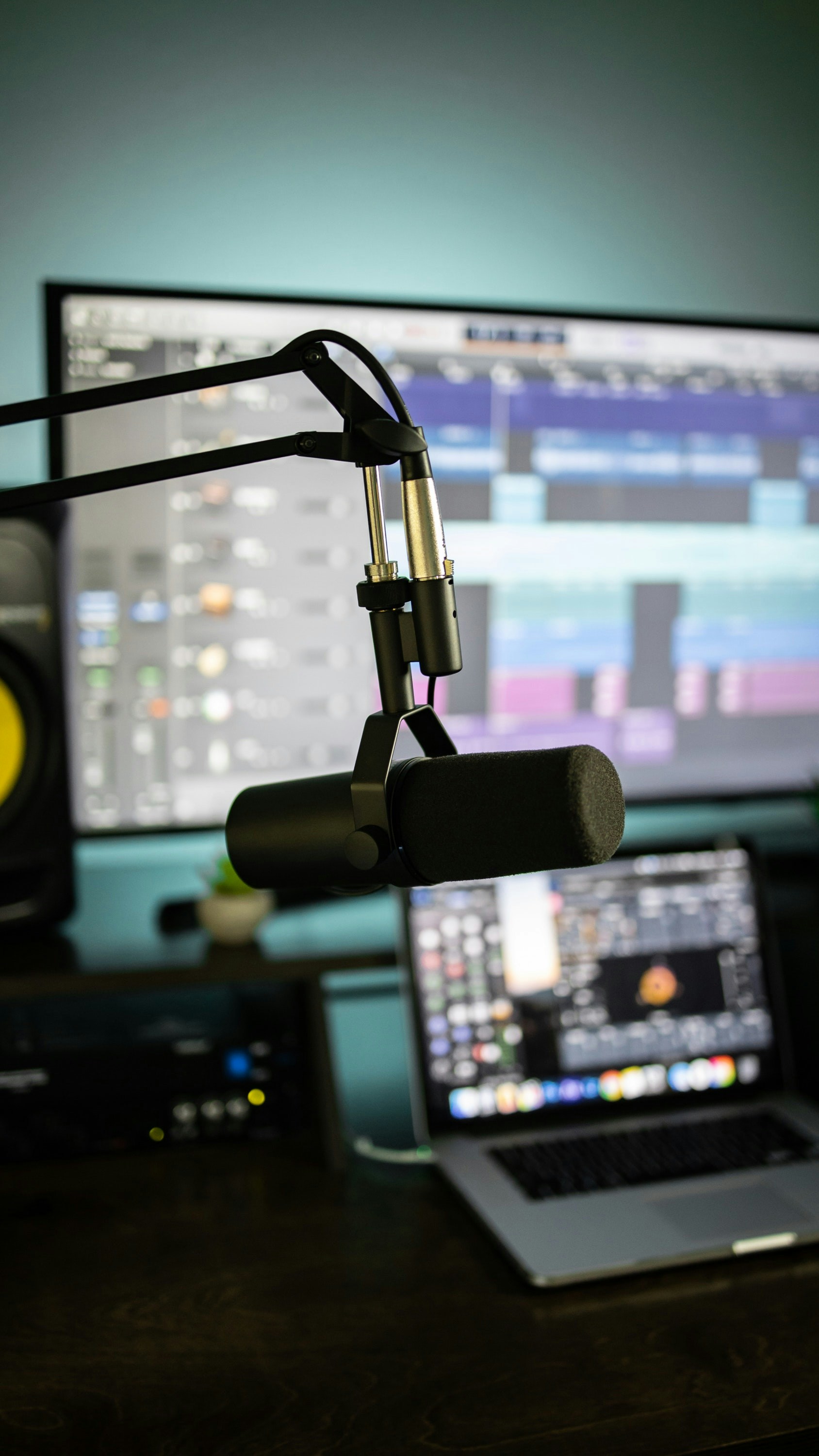 Audio producer editing radio ad production in Marion, Illinois