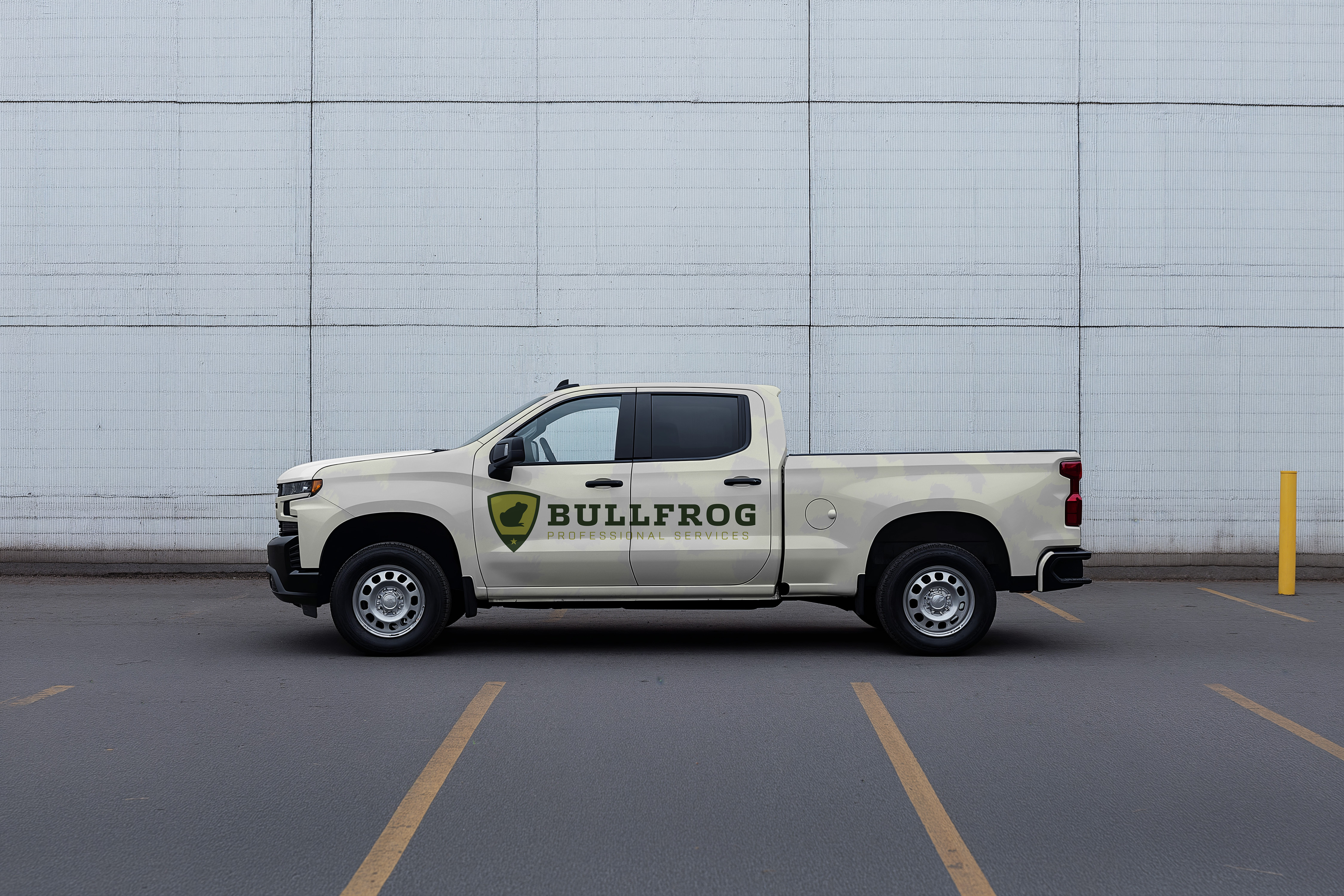 Bullfrog truck branding and logo application