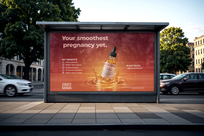 Pregnancy skincare advertisement and poster design