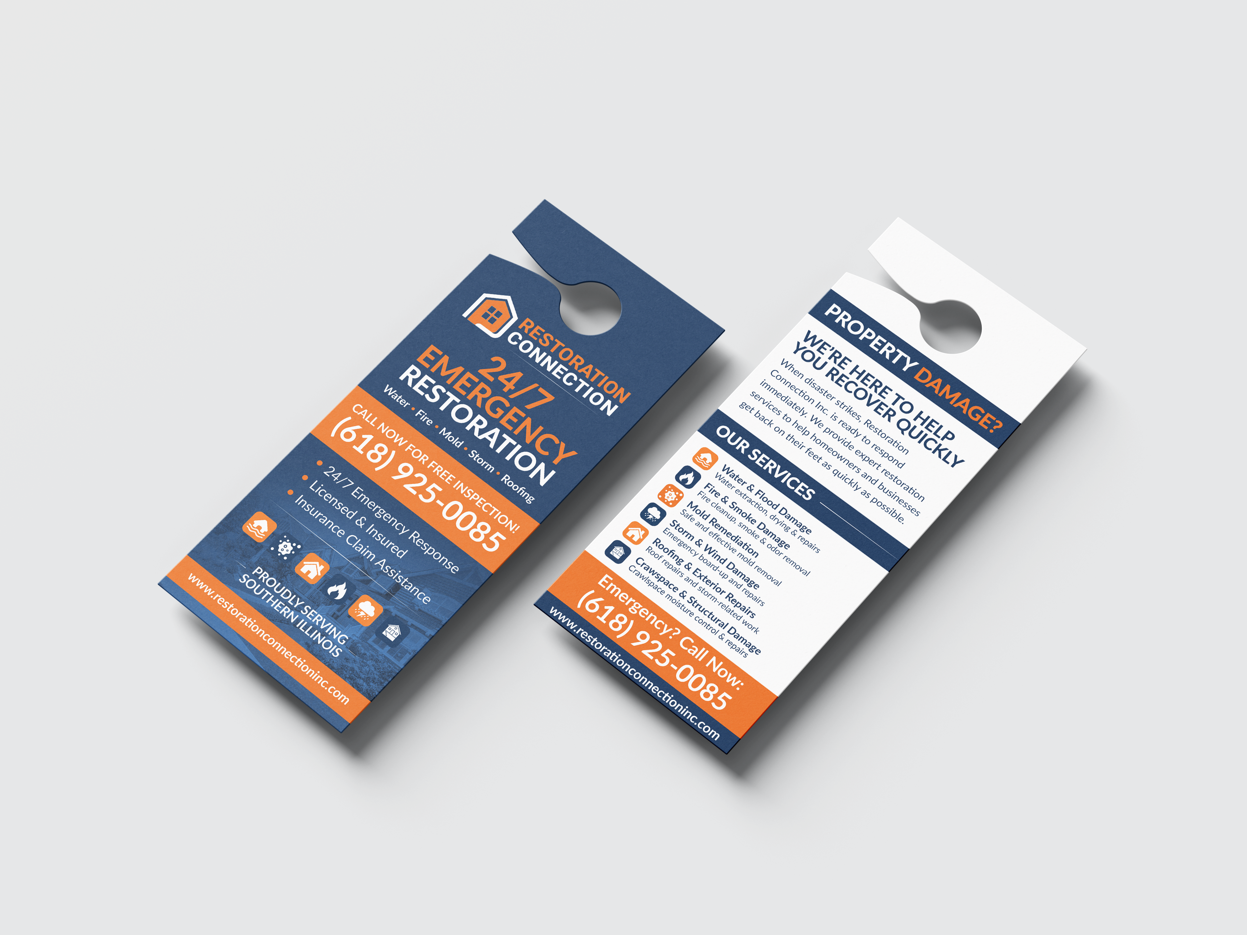 Print collateral and door hanger design reference for Graphic Design & Media in Santa Ana, CA