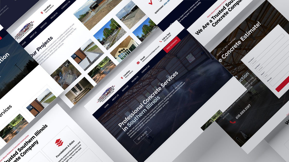 Robinson Concrete website mockup for Website copywriting in Manhattan Beach, CA