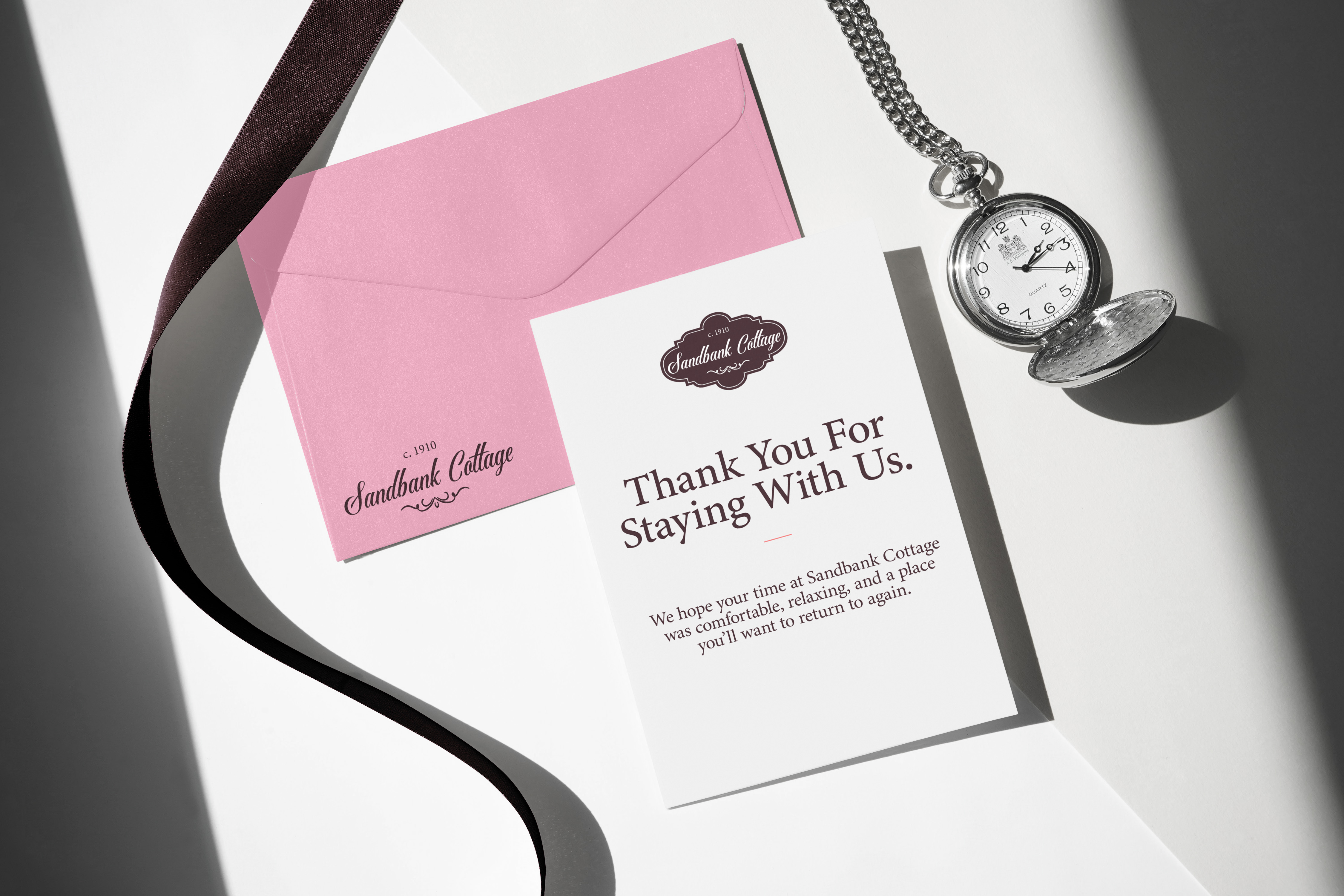 Printed thank-you card and brand collateral
